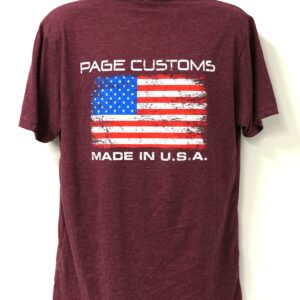 PAGE CUSTOMS USA FLAG T-SHIRT MAROON