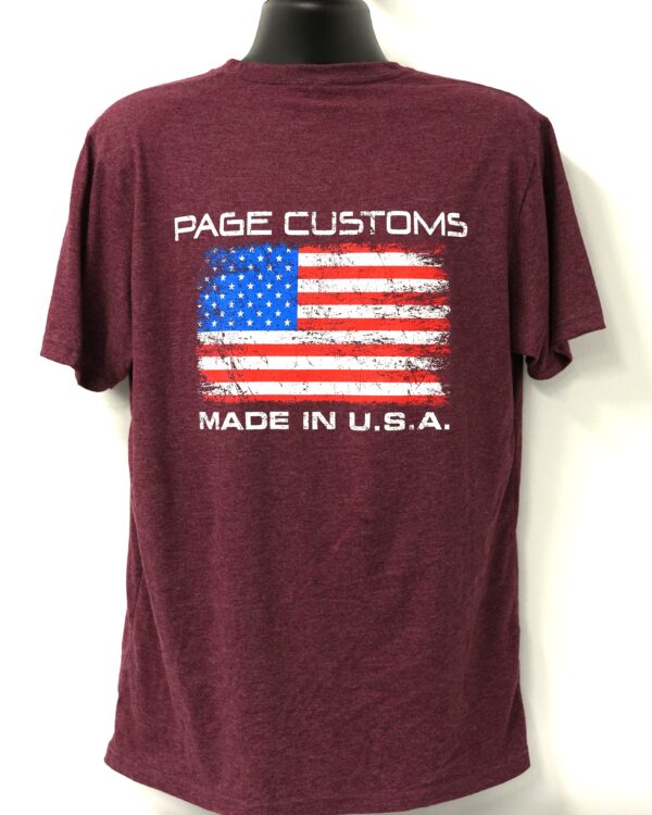 PAGE CUSTOMS USA FLAG T-SHIRT MAROON