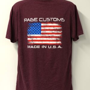 PAGE CUSTOMS USA FLAG T-SHIRT MAROON
