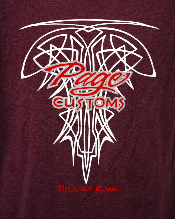 PAGE CUSTOMS PINSTRIPE T-SHIRT MAROON - Image 4
