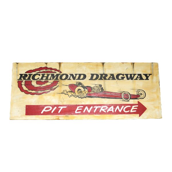 RICHMOND DRAGWAY PAINTED WOODEN SIGN